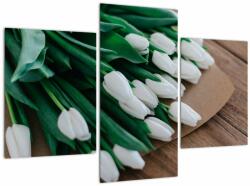 Mivali Tablou cu buchet de lalele albe, din trei bucăți 90x60 cm (V020922V90603PCS)