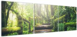 Mivali Tablou - trepte din lemn în pădure, din trei bucăți 150x50 cm (V020593V15050)