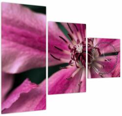 Mivali Tablou cu floarea roz de clematis (cu ceas), din trei bucăți 90x70 cm cu ceas (V021607V9070C)