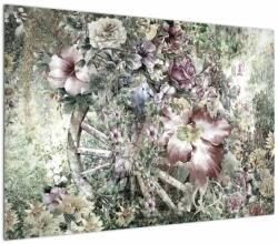 Mivali Tablou - Flori pe roata de lemn, dintr-o bucată 100x70 cm (V023119V10070)