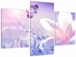 Mivali Tablou - Fluture lângă floare, din trei bucăți 90x60 cm (V022369V90603PCS)
