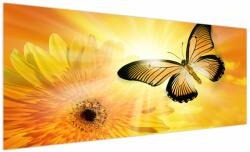 Mivali Tablou - Fluture galben cu flori, dintr-o bucată 250x125 cm (V022521V250125)