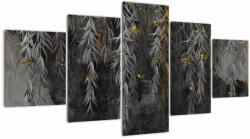 Mivali Tablou - Crenguțe de salcie, fundal negru, din cinci bucăți 150x80 cm (V022872V150805PCS)