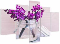 Mivali Tablou cu flori violete, din cinci bucăți 150x105 cm (V020367V150105)