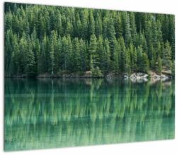 Mivali Tablou pe sticlă - Coniferi lângă lac, dintr-o bucată 70x50 cm pe sticlă (V021328V7050GD)