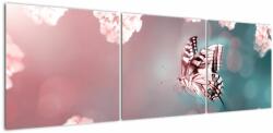 Mivali Tablou - Fluture între flori, din trei bucăți 150x50 cm (V023048V15050)