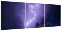 Mivali Tablou - cerul violet cu fulger, din trei bucăți 90x30 cm (V020062V9030)