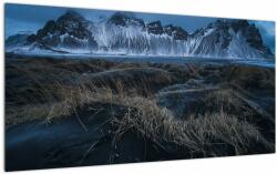Mivali Tablou pe sticlă cu priveliște spre vărfurile Islanda, dintr-o bucată 100x50 cm pe sticlă (V021692V10050GD)