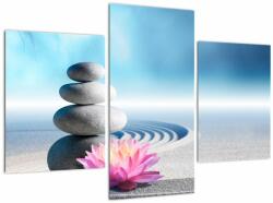 Mivali Tablou cu nisip, crin și pietrele spa, din trei bucăți 90x60 cm (V020945V90603PCS)