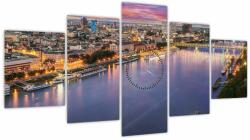 Mivali Tablou cu orașul Bratislava cu râu (cu ceas), din cinci bucăți 150x80 cm cu ceas (V020706V15080C)