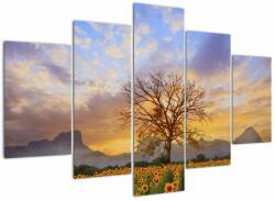 Mivali Tablou - Peisaj cu floarea soarelui, din cinci bucăți 150x105 cm (V022516V150105)