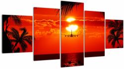 Mivali Tablou - apus de soare cu avion, din cinci bucăți 150x80 cm (V020623V150805PCS)