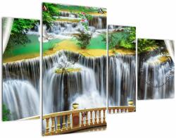 Mivali Tablou - Privire la cascade magice (cu ceas), din patru bucăți 110x75 cm cu ceas (V022798V11075C)
