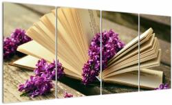 Mivali Tablou cu cartea și lavanda, din patru bucăți 160x80 cm (V020873V16080)
