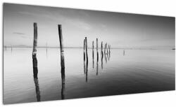 Mivali Tablou cu nivelul de lac alb negru, dintr-o bucată 100x40 cm (V022032V10040)