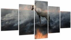 Mivali Tablou cu capră de munte în foc (cu ceas), din cinci bucăți 150x80 cm cu ceas (V022106V15080C)