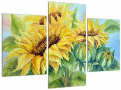 Mivali Tablou - Floarea soarelui înflorită, din trei bucăți 90x60 cm (V023289V90603PCS)