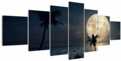 Mivali Tablou - Plaja cu lună plină, din șapte bucăți 210x100 cm (V023126V210100)