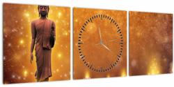 Mivali Tablou - Buddha în sclipici auriu (cu ceas), din trei bucăți 90x30 cm cu ceas (V022814V9030C)