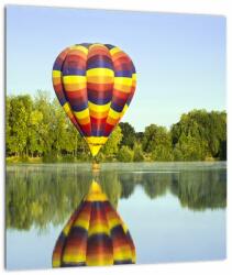 Mivali Tablou pe sticlă cu balon cu aer cald pe un lac, dintr-o bucată 30x30 cm pe sticlă (V020217V3030GD)