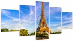 Mivali Tablou- Turnul Eifel (cu ceas), din cinci bucăți 150x80 cm cu ceas (V022035V15080C)