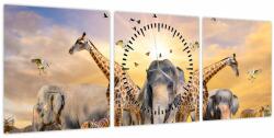 Mivali Tablou - Animae din Africa (cu ceas), din trei bucăți 90x30 cm cu ceas (V022143V9030C)