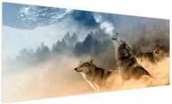Mivali Tablou - lupii urlând la lună, dintr-o bucată 250x125 cm (V020509V250125)