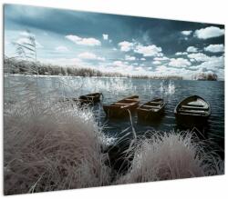 Mivali Tablou - Bărci de lemn pe lac, dintr-o bucată 100x70 cm (V021925V10070)