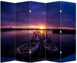 Mivali Paravan - Bărci pescărești în port, din 5 bucăți, 210x170 cm (P021014P225180)