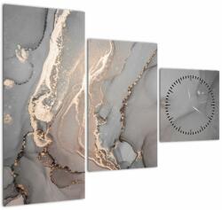 Mivali Tablou - Marmură gri-auriu (cu ceas), din trei bucăți 90x70 cm cu ceas (V022897V9070C)