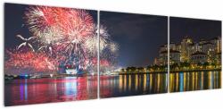 Mivali Tablou cu artificii in Singapur, din trei bucăți 150x50 cm (V020035V15050)