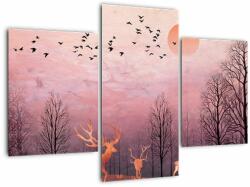 Mivali Tablou - Căprioare în strălucirea apusului de soare, din trei bucăți 90x60 cm (V022855V90603PCS)