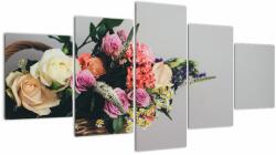 Mivali Tablou cu coș și flori, din cinci bucăți 150x80 cm (V020971V150805PCS)