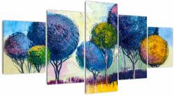 Mivali Tablou - Copaci, pictură în ulei (cu ceas), din cinci bucăți 150x80 cm cu ceas (V023062V15080C)