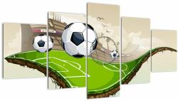 Mivali Tablou - Teren de fotbal (cu ceas), din cinci bucăți 150x80 cm cu ceas (V023515V15080C)