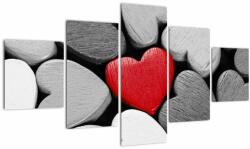 Mivali Tablou cu inimioare din lemn, din cinci bucăți 125x70 cm (V021934V12570)