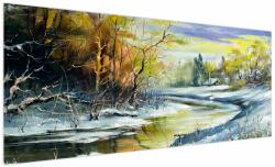 Mivali Tablou - Râu de iarnă, pictură în ulei, dintr-o bucată 250x125 cm (V023235V250125)