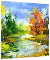 Mivali Tablou pe sticlă - Peisaj - pictură, dintr-o bucată 40x40 cm pe sticlă (V022326V4040GD)