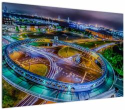 Mivali Tablou panorama orașului nocturn, dintr-o bucată 100x70 cm (V020639V10070)