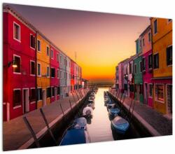 Mivali Tablou - Apus de soare, insula Burano, Veneția, Italia, dintr-o bucată 100x70 cm (V022657V10070)