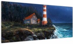 Mivali Tablou - Far pe malul oceanului, aquarelă, dintr-o bucată 100x40 cm (V023009V10040)