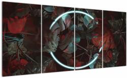 Mivali Tablou - Cerc de neon între palmieri, din patru bucăți 160x80 cm (V022954V16080)