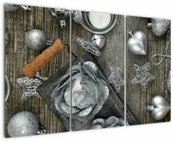 Mivali Tablou - decorațiuni argintii de Crăciun, din trei bucăți 120x80 cm (V020310V120803PCS)