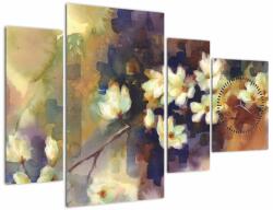 Mivali Tablou - Magnolii albe, pictură (cu ceas), din patru bucăți 110x75 cm cu ceas (V022946V11075C)
