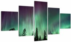 Mivali Tablou cu Northern Lights, din cinci bucăți 125x70 cm (V021103V12570)