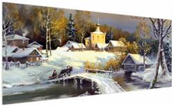 Mivali Tablou - Orășel iarna, dintr-o bucată 250x125 cm (V023276V250125)
