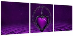 Mivali Tablou ci inima violetă (cu ceas), din trei bucăți 90x30 cm cu ceas (V020396V9030C)