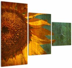 Mivali Tablou - Floarea soarelui (cu ceas), din trei bucăți 90x70 cm cu ceas (V023234V9070C)