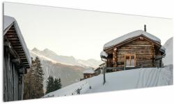 Mivali Tablou - cabana montană în zăpadă, dintr-o bucată 145x58 cm (V020589V14558)