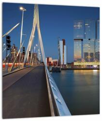 Mivali Tablou pe sticlă - Amurg în Rotterdam, Olanda, dintr-o bucată 30x30 cm pe sticlă (V022478V3030GD)